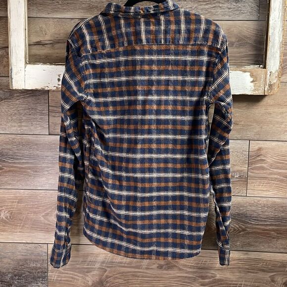 Canyon Club Men’s Flannel Long Sleeve Shirt, Size Large, Brown,Blue and White - Picture 4 of 5
